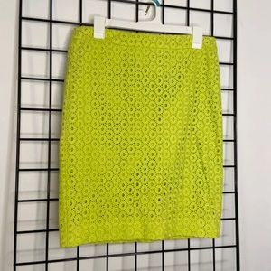 J. Crew Neon green eyelet lace skirt sz 6